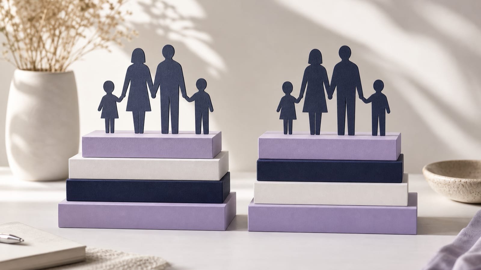 Two household frameworks compare different unlabeled eligibility structures.