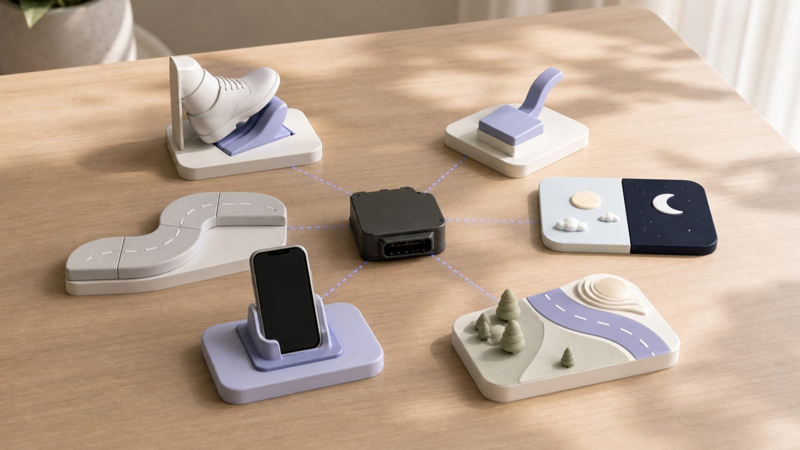 Driving inputs represent braking, acceleration, mileage, timing, phone use, and route context.