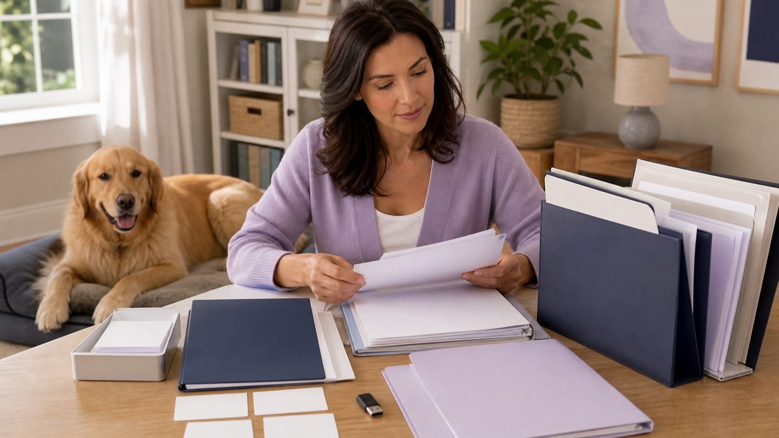 Owner organizes veterinary records, policy definitions, questions, and secure copies.