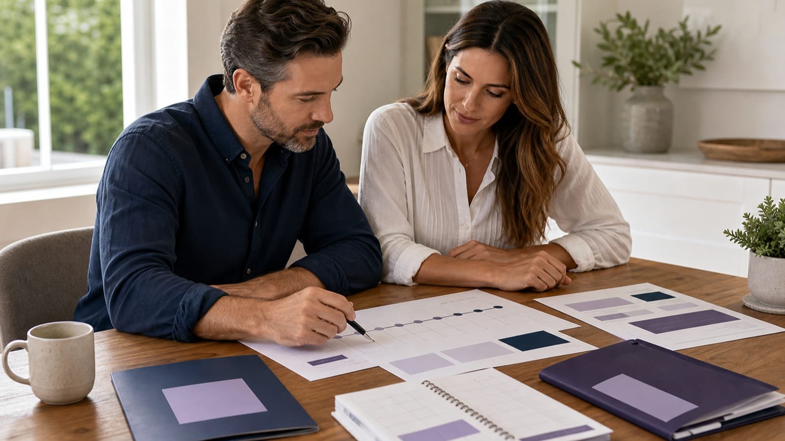 Couple reviews mortgage structure, term, costs, and break-even components.